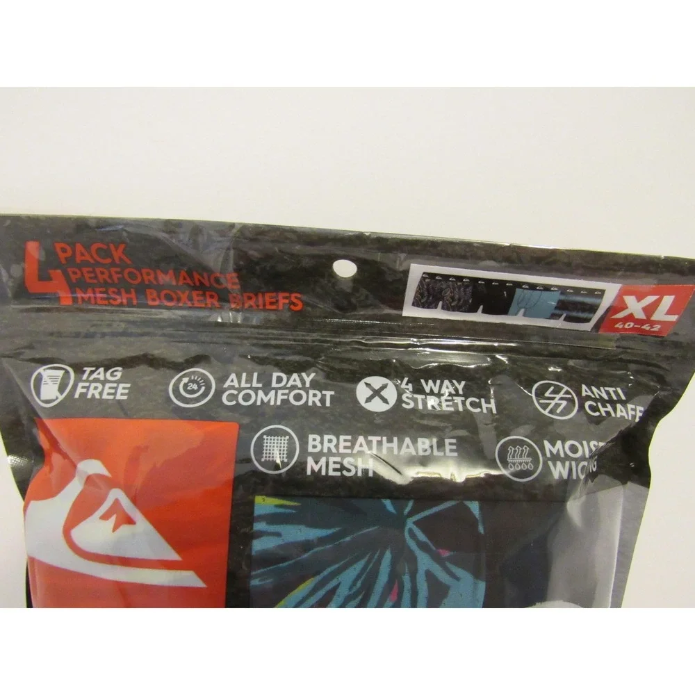 Quiksilver Mens 4 Pack Performance Mesh Boxer Briefs XL Black Blue 4MB3559QS6
